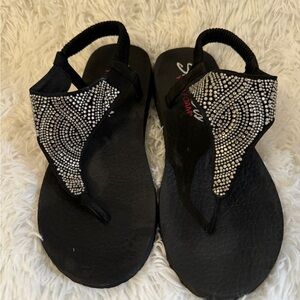 Skechers Black and Silver Women's Sandals